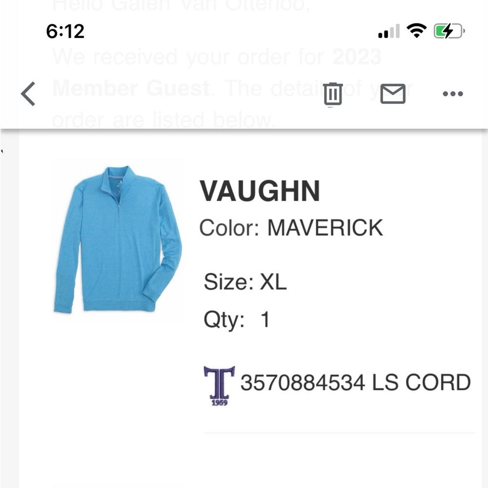 Johnnie-O 1/4 Zip Pullover XL (light blue)
